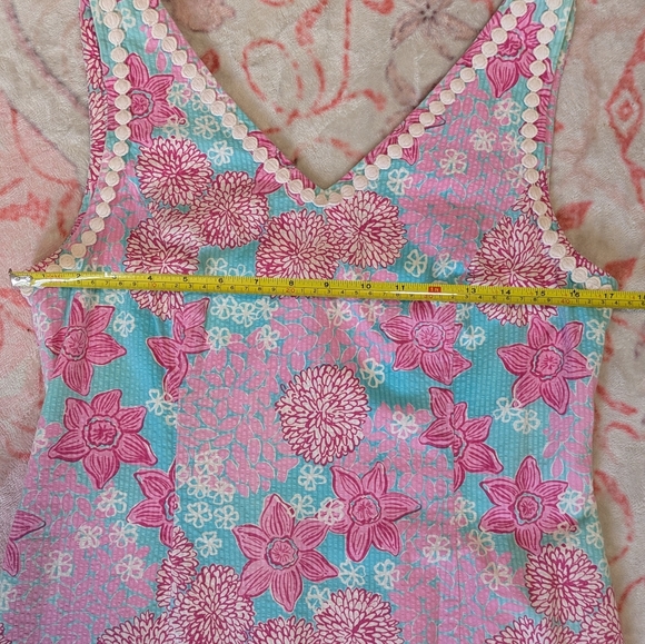 Vintage Lilly Pulitzer Floral Sleeveless Midi Dress With Zipper Pink Blue White - Picture 7 of 10